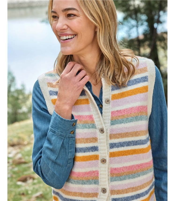 Crew Neck Stripe Waistcoat