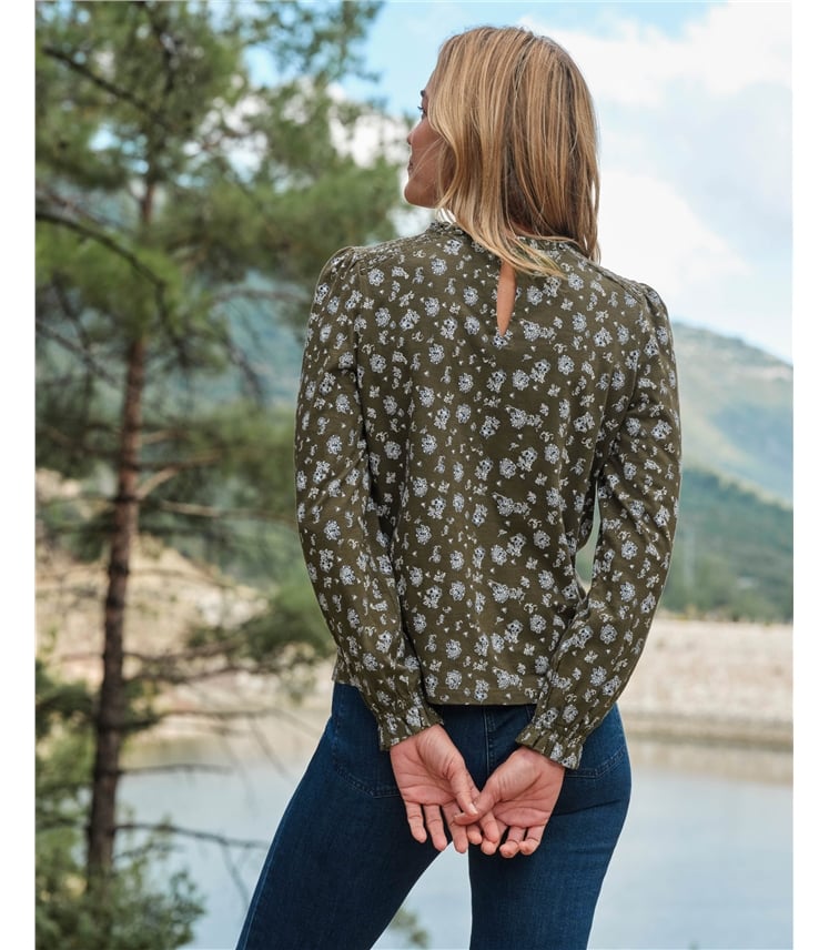 Frill Collar Printed Top