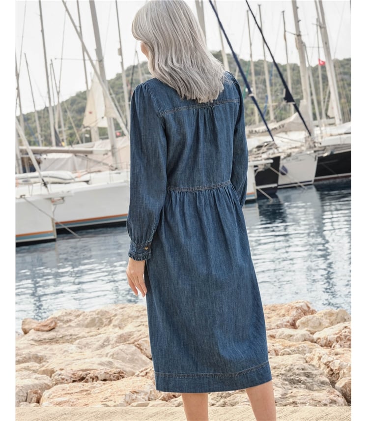 Frill Collar Denim Dress