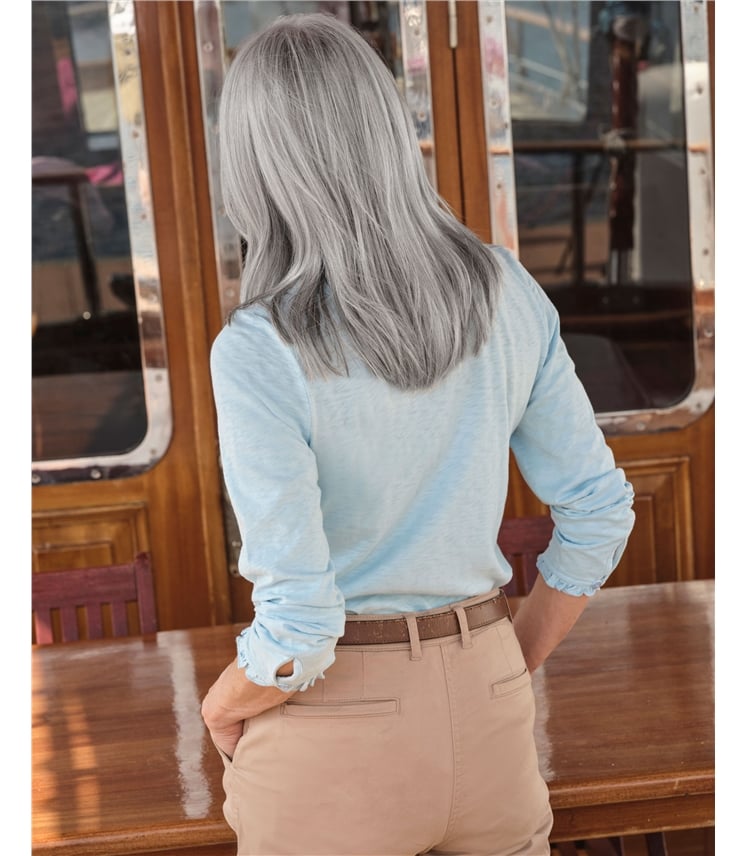 Jersey-Top mit floralem Bubikragen