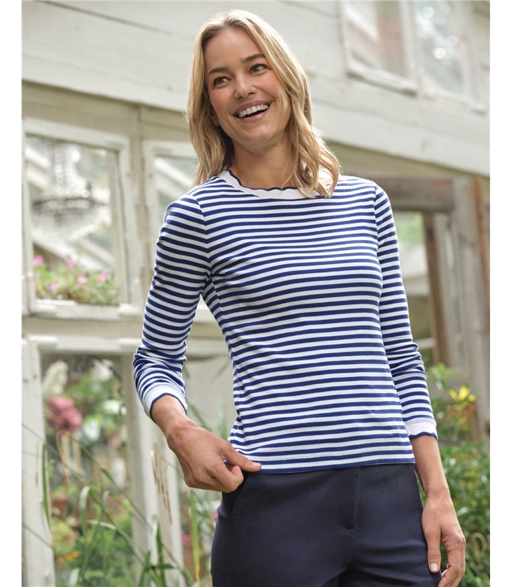 Scallop Edge Stripe Top