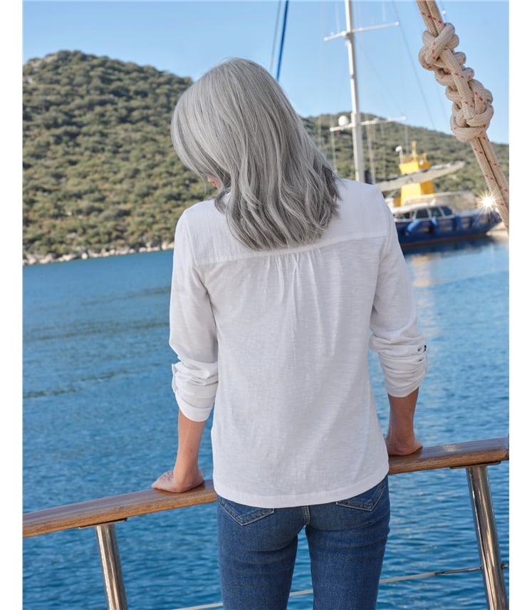 Tab Sleeve Pintuck Detail Jersey Top