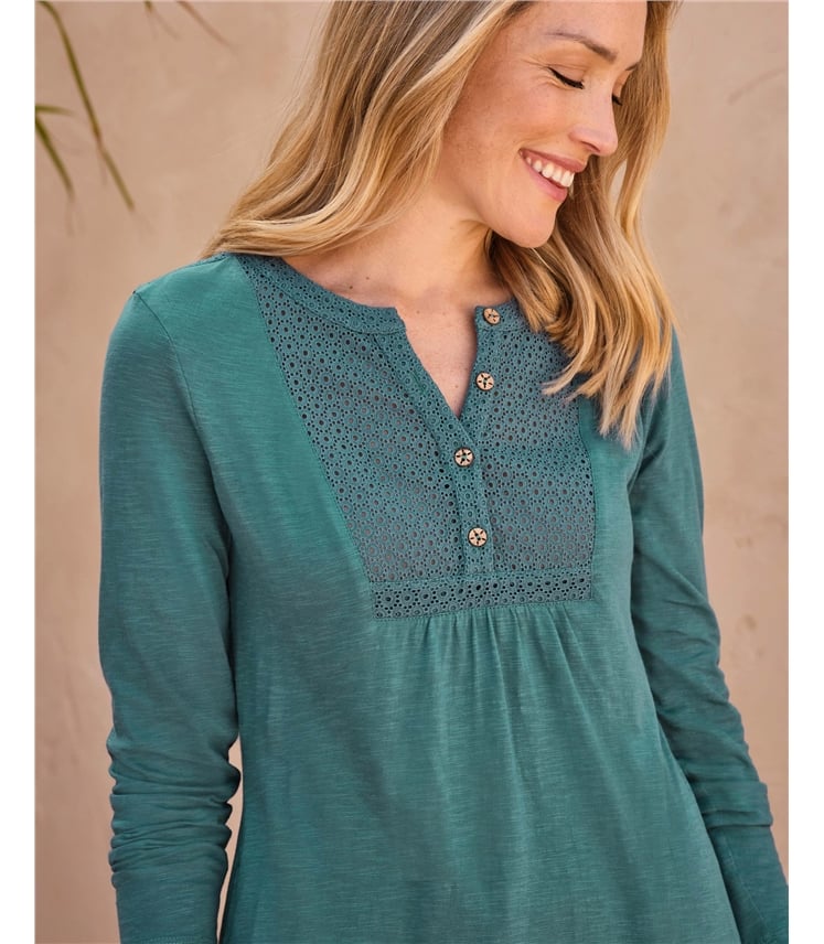 Broderie Bib Jersey Longline Top