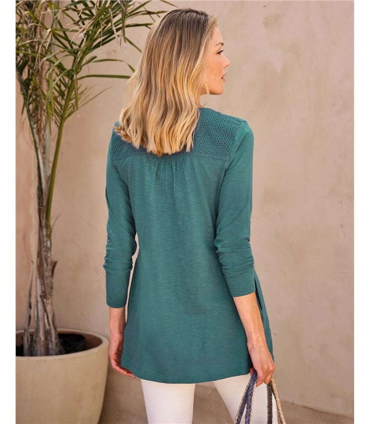 Broderie Bib Jersey Longline Top