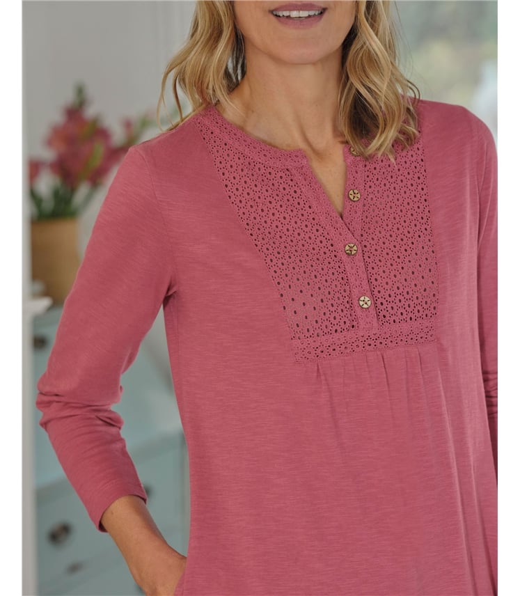 Broderie Bib Jersey Longline Top