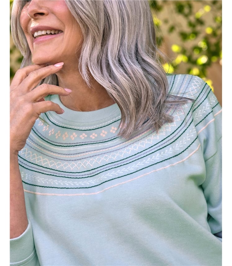 Embroidered Yoke Sweatshirt