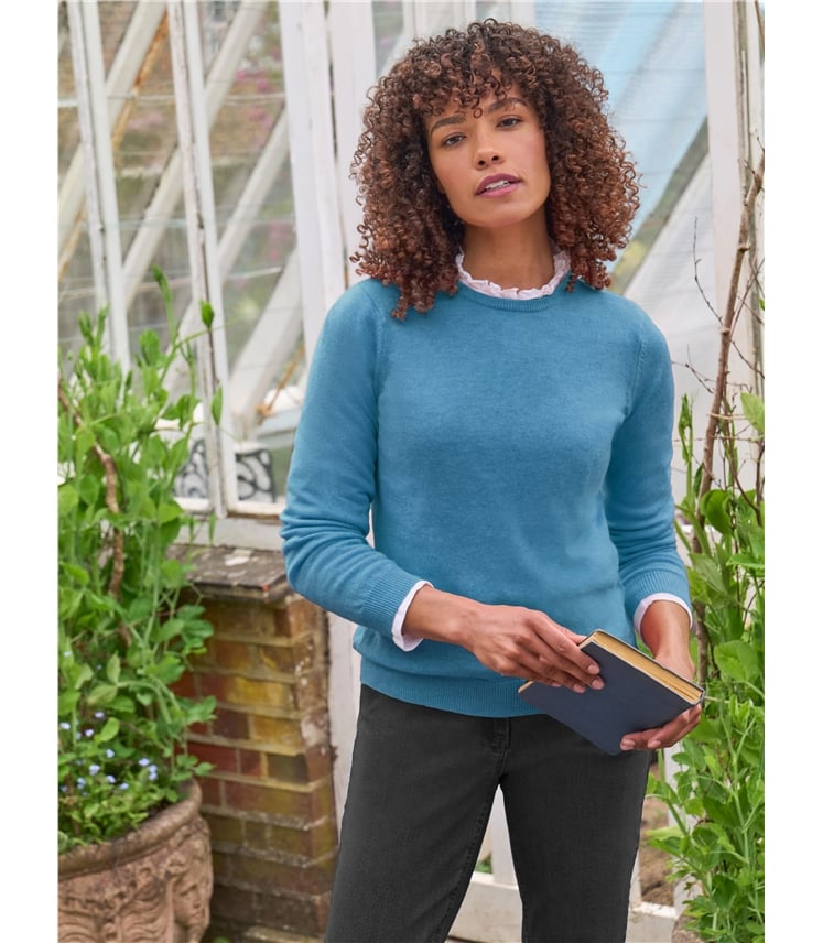 Pullover mit Rundhalsausschnitt aus Merinowolle und Kaschmir für Damen