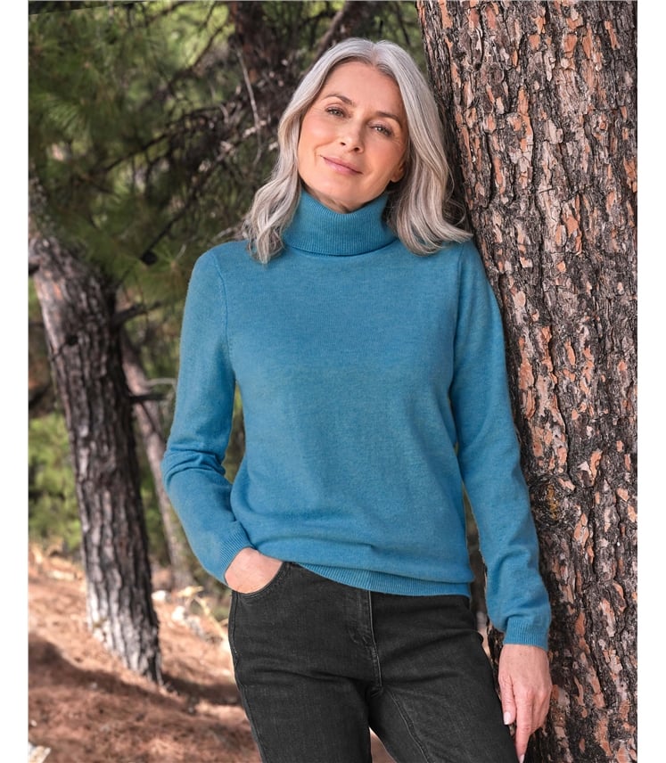 Rollkragenpullover aus Kaschmir und Merinowolle