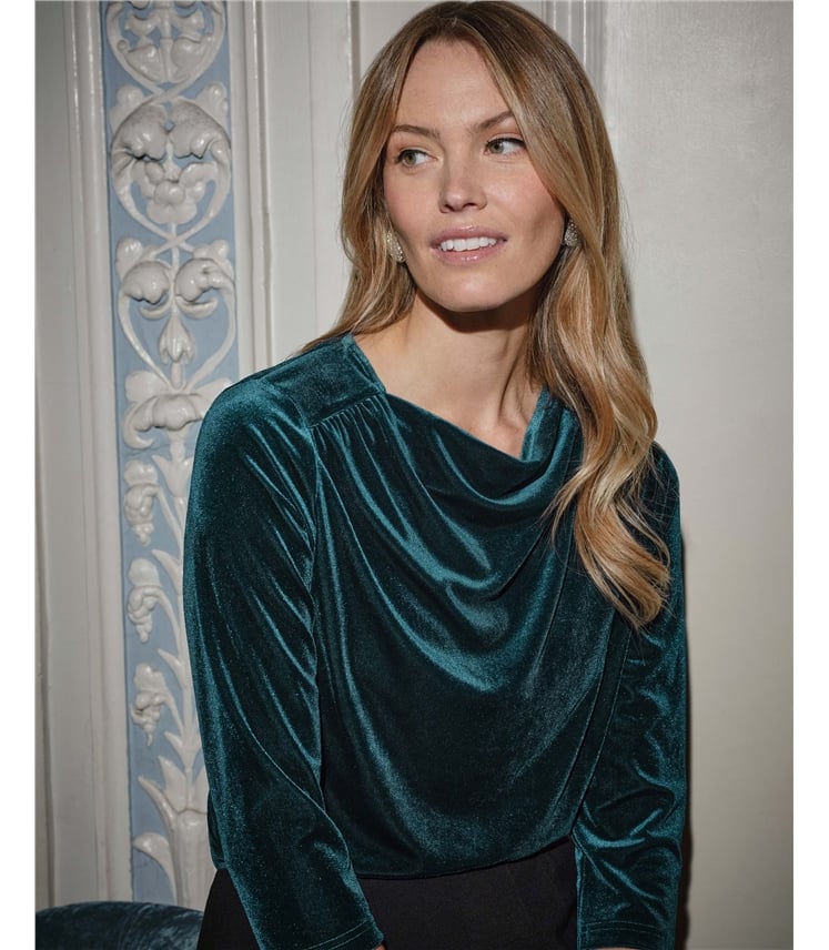 Velvet Drape Neck Top