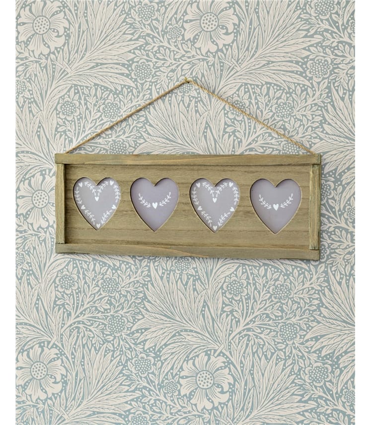 4 Heart Wood Photo Frame