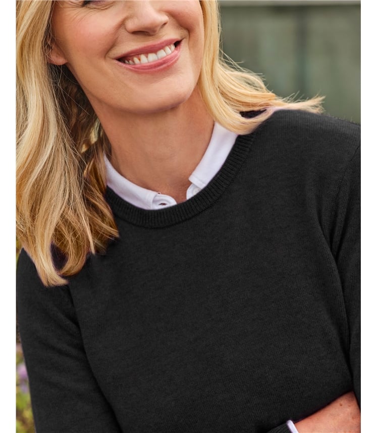 Cashmere and Merino Crew Neck Knitted Sweater