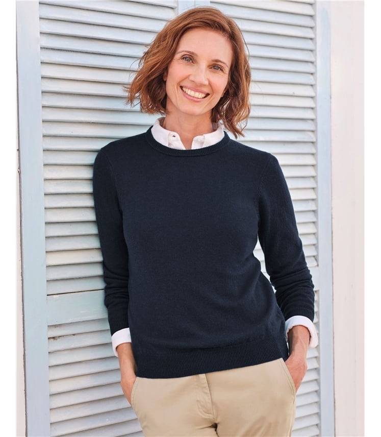 Cashmere and Merino Crew Neck Knitted Sweater
