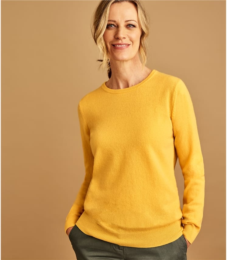Tuscan Sun | Cashmere & Merino Crew Neck Knitted Sweater | WoolOvers US