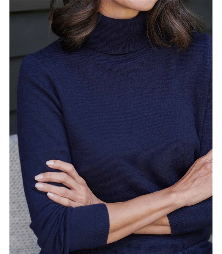 Cashmere and Merino Fitted Turtle Neck Knitted Sweater