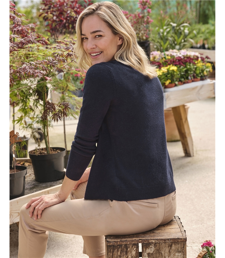 Cashmere Merino Crew Neck Cardigan