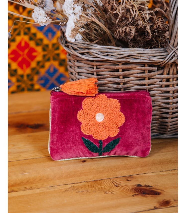 Small Velvet Flower Pouch