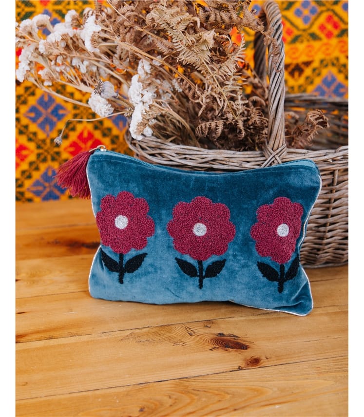 Large Velvet Flower Pouch