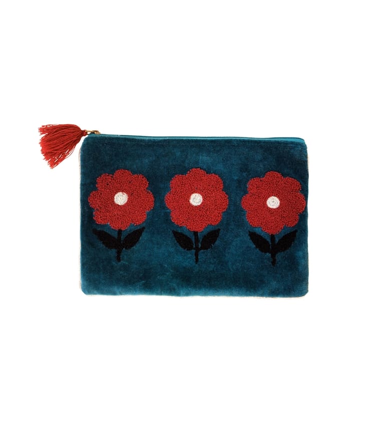 Large Velvet Flower Pouch