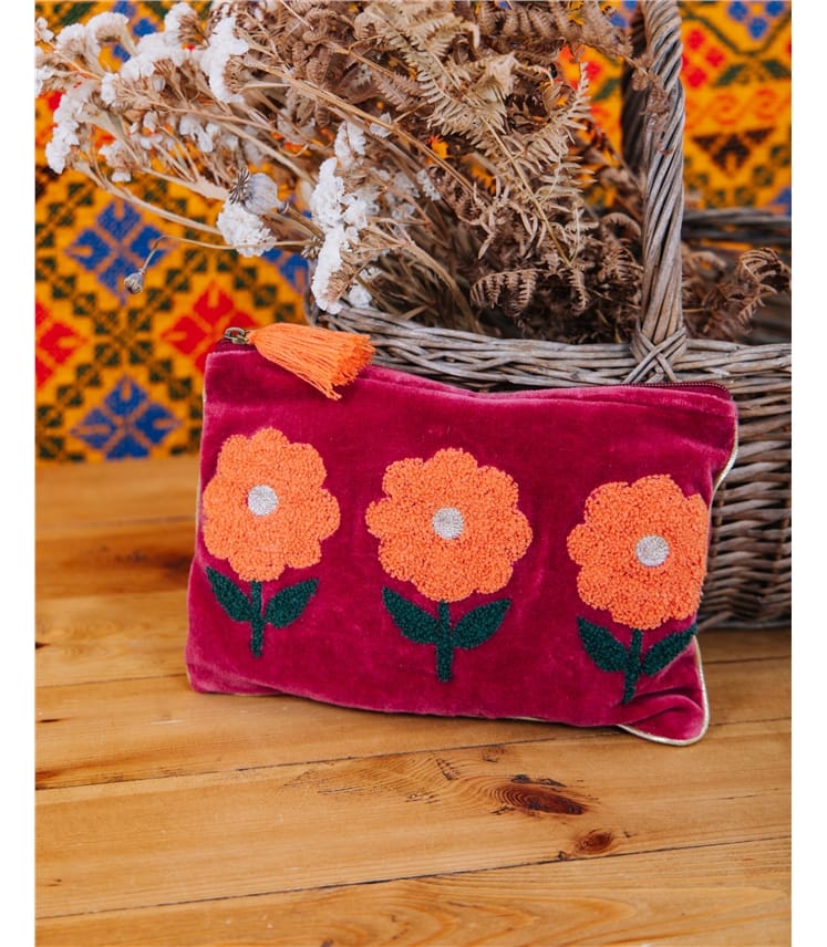 Large Velvet Flower Pouch