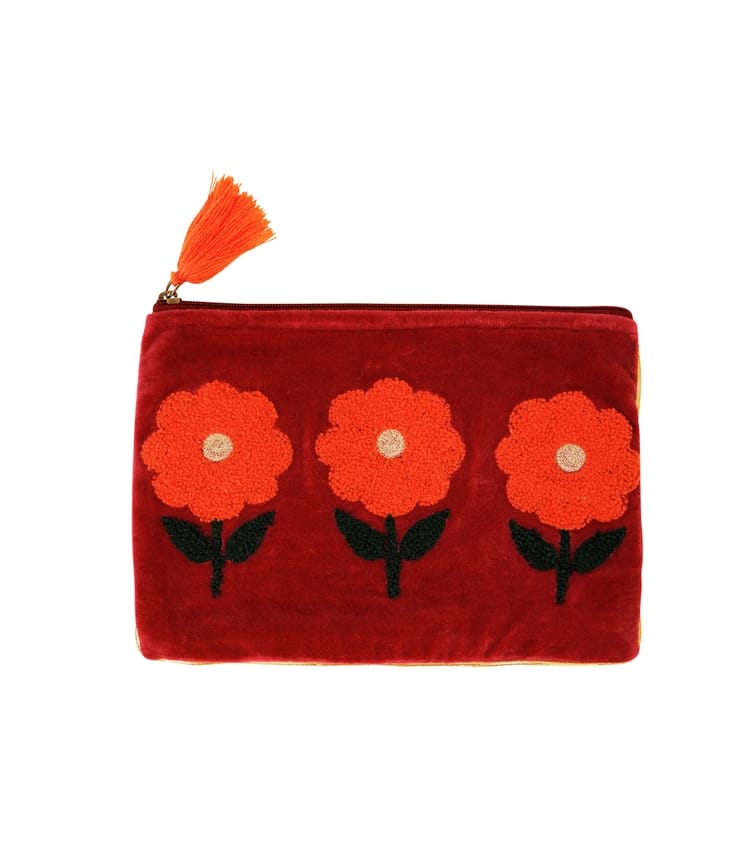Large Velvet Flower Pouch