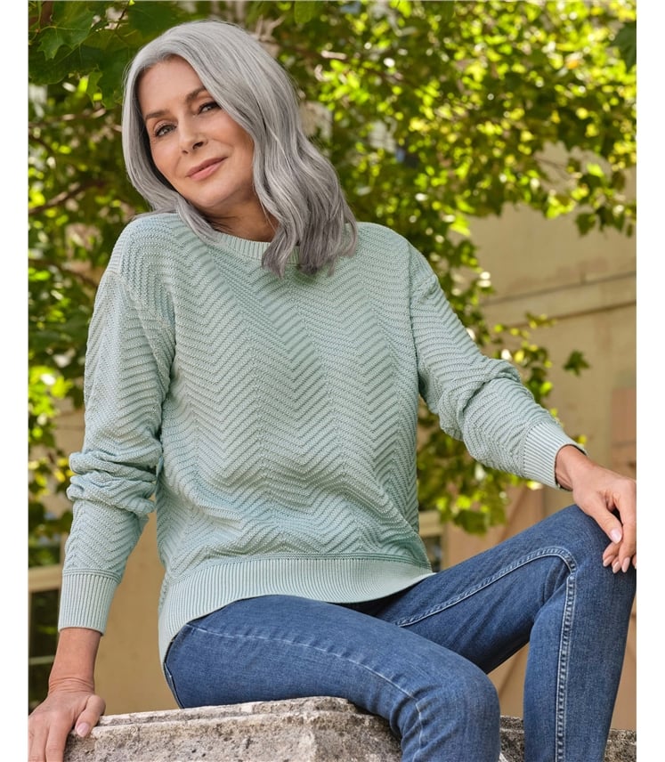 Texturierter Pullover mit U-Boot-Ausschnitt