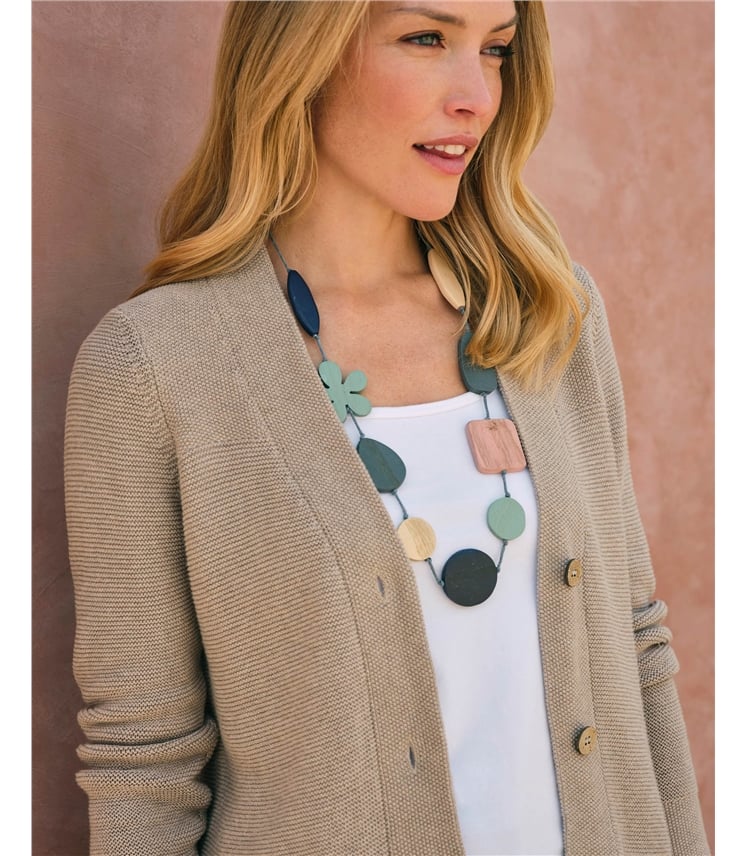 Strickjacke mit V-Ausschnitt und Perlmuster