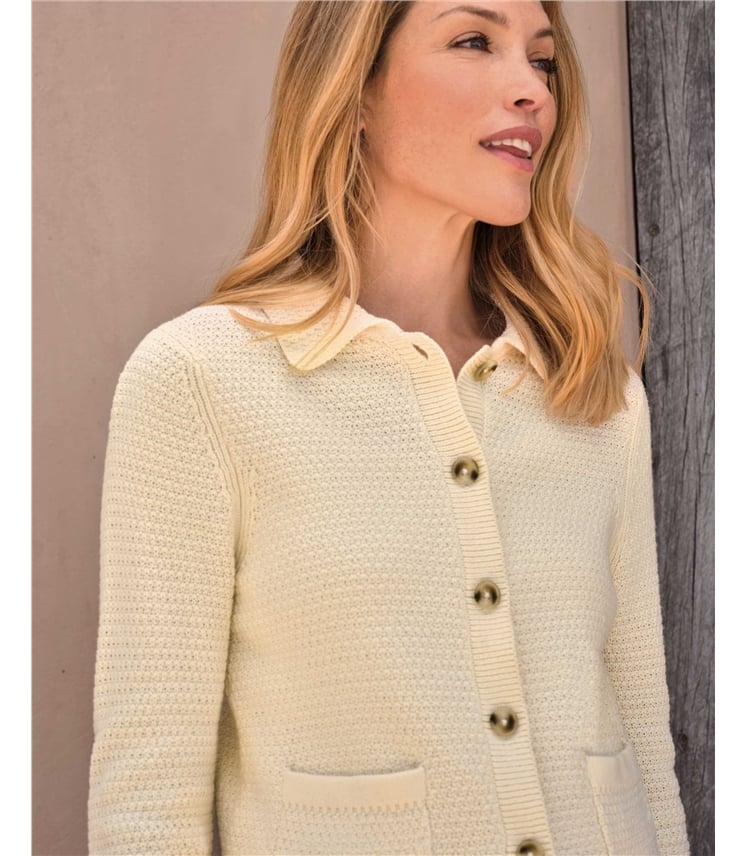 Collared Cardi With Pockets