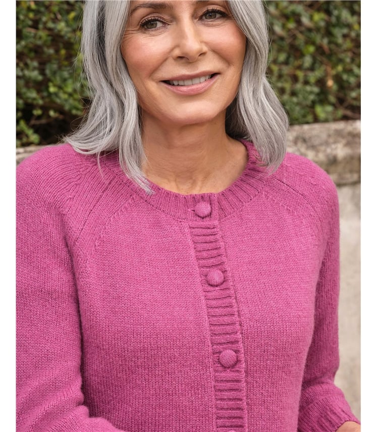 Wool Blend 3/4 Sleeve Cardigan