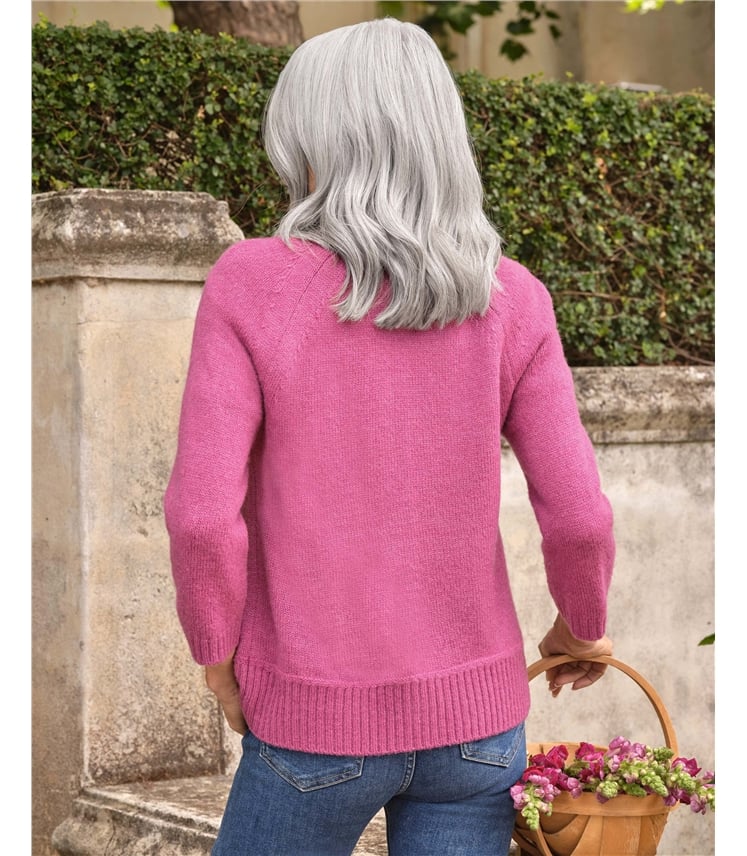 Wool Blend 3/4 Sleeve Cardigan