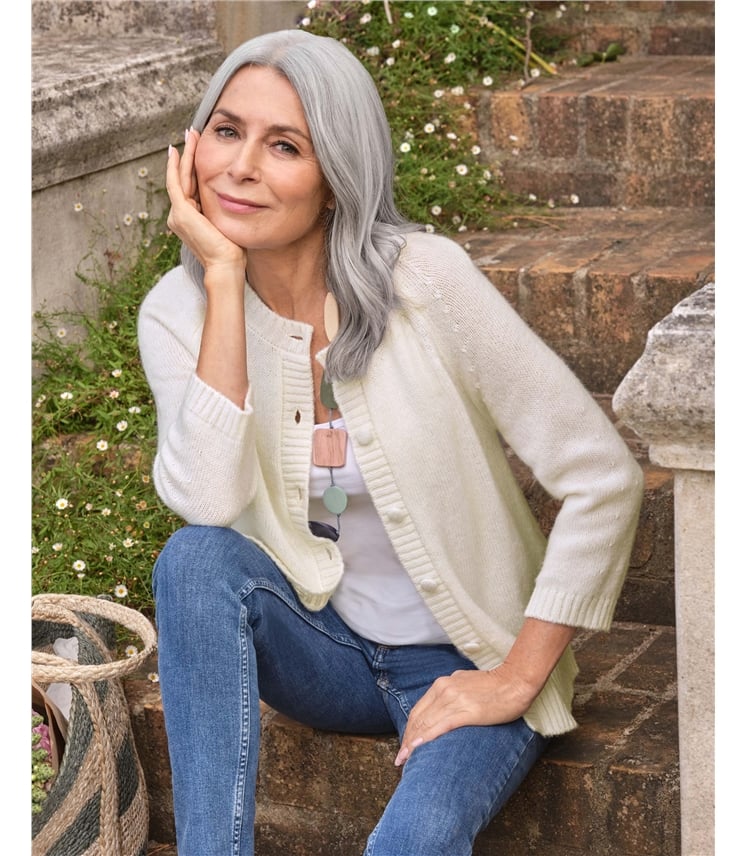 Strickjacke aus Wollmischung mit 3/4-Ärmeln