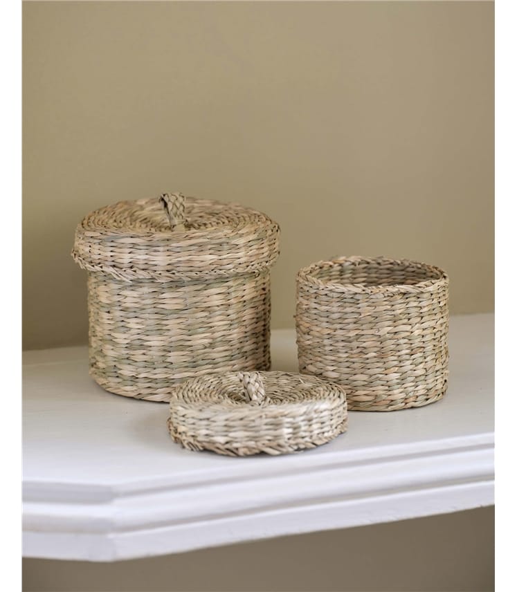 Set Of 2 Seagrass Baskets With Lid