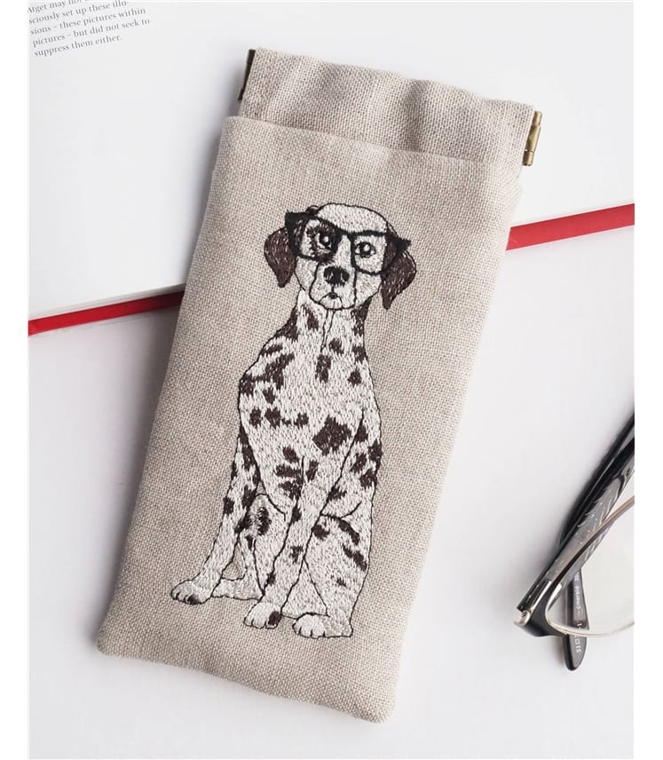 Linen Embroidered Glasses Case