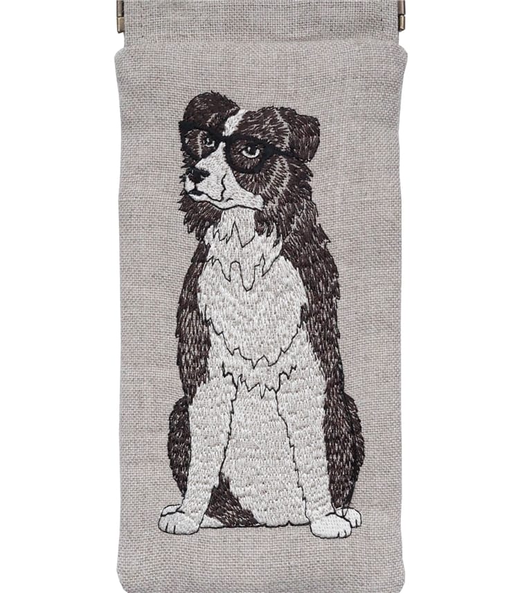 Linen Embroidered Glasses Case