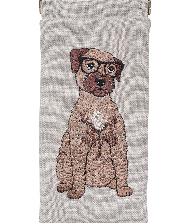 Linen Embroidered Glasses Case
