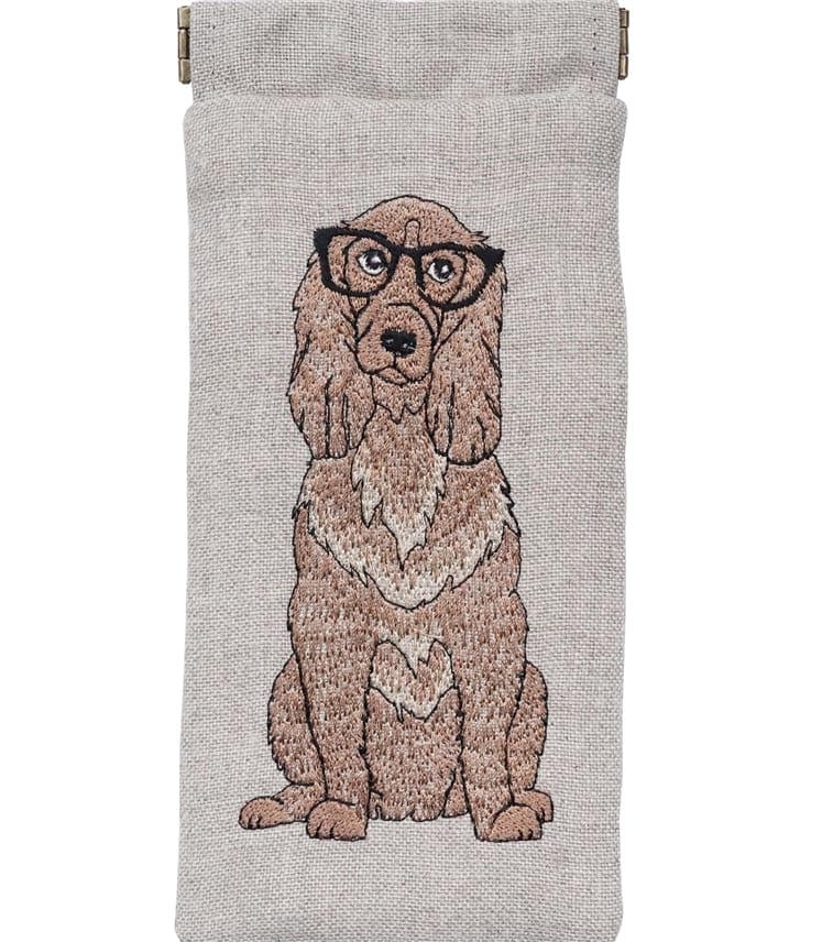 Linen Embroidered Glasses Case