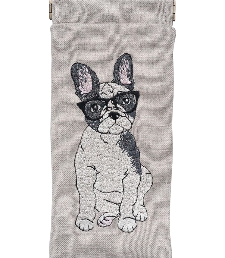 Linen Embroidered Glasses Case