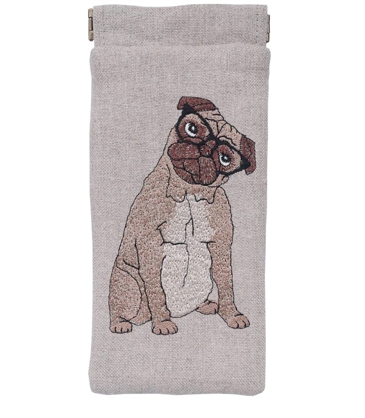 Linen Embroidered Glasses Case