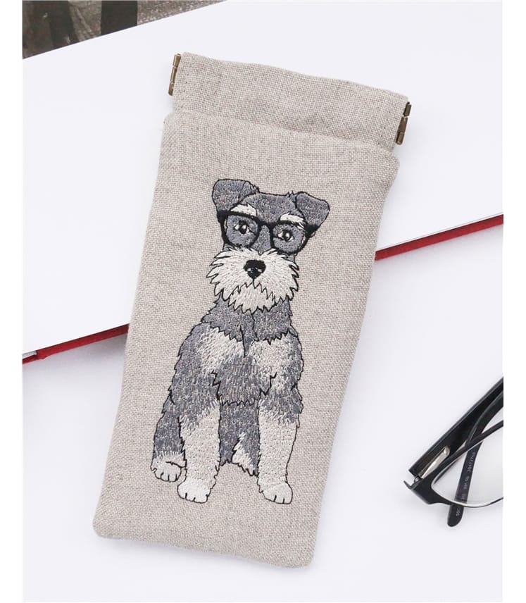 Linen Embroidered Glasses Case