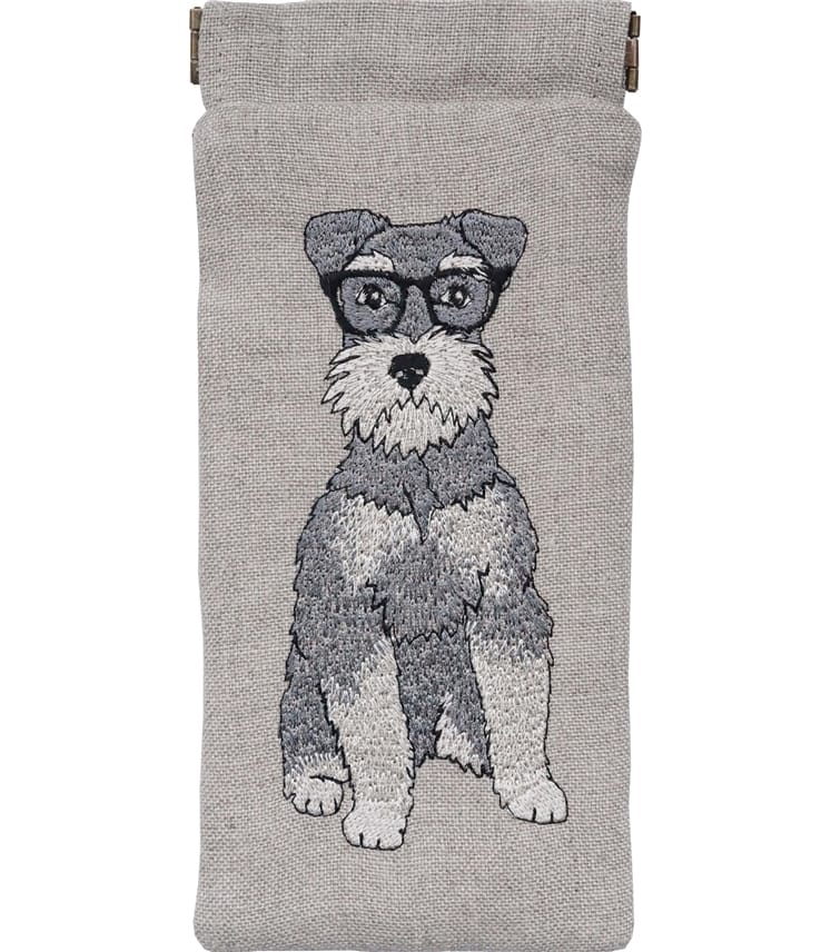 Linen Embroidered Glasses Case