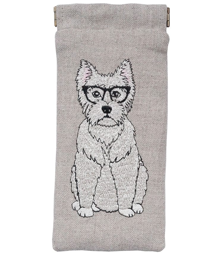 Linen Embroidered Glasses Case