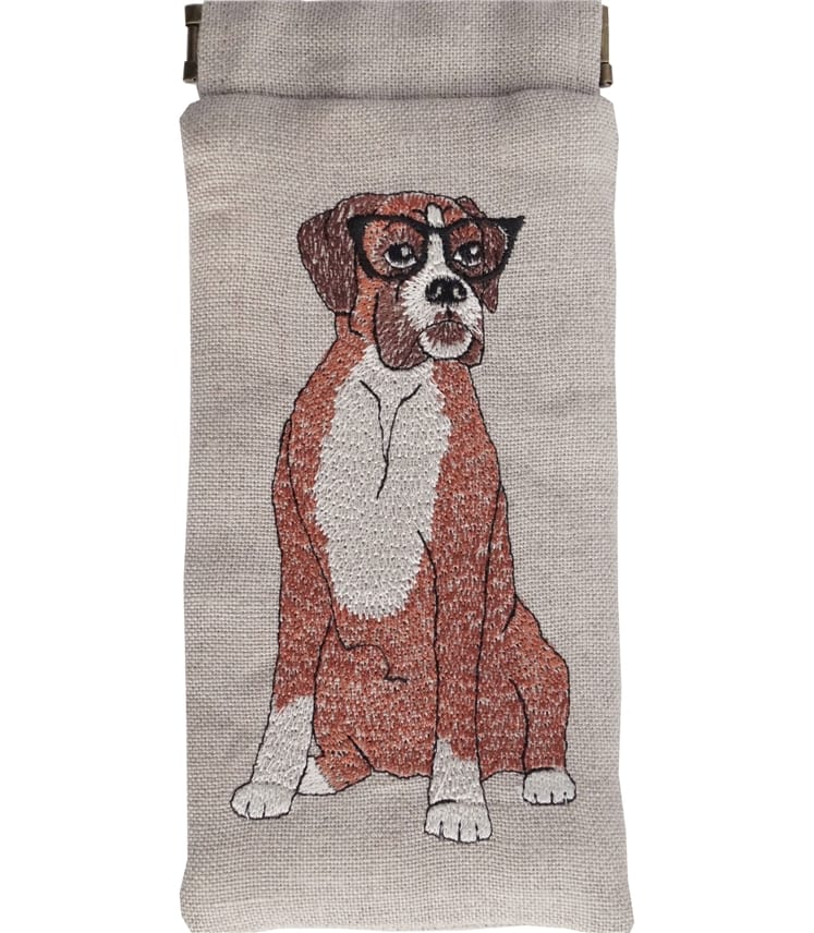 Linen Embroidered Glasses Case