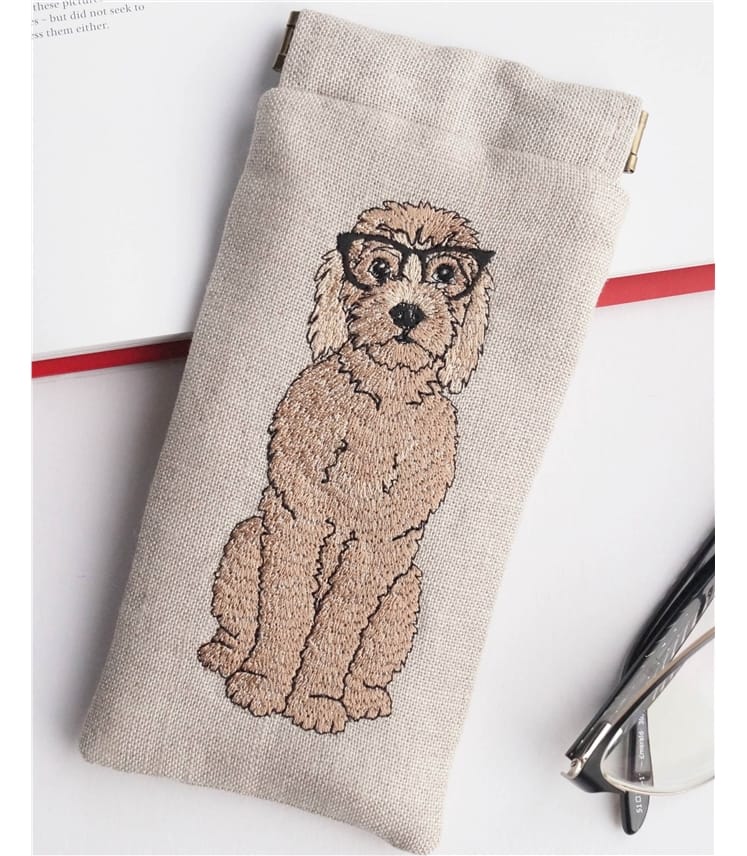 Linen Embroidered Glasses Case