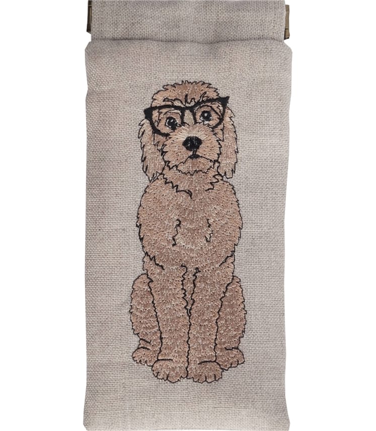 Linen Embroidered Glasses Case