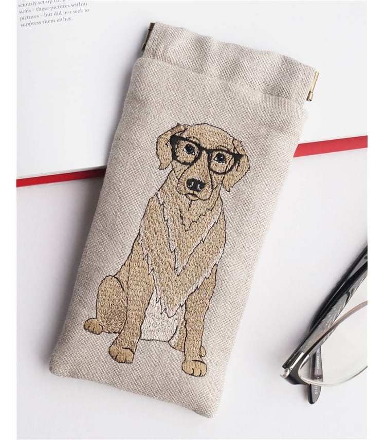 Linen Embroidered Glasses Case