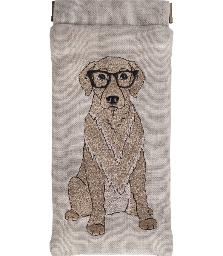Linen Embroidered Glasses Case