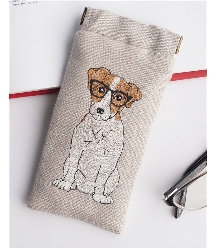 Linen Embroidered Glasses Case