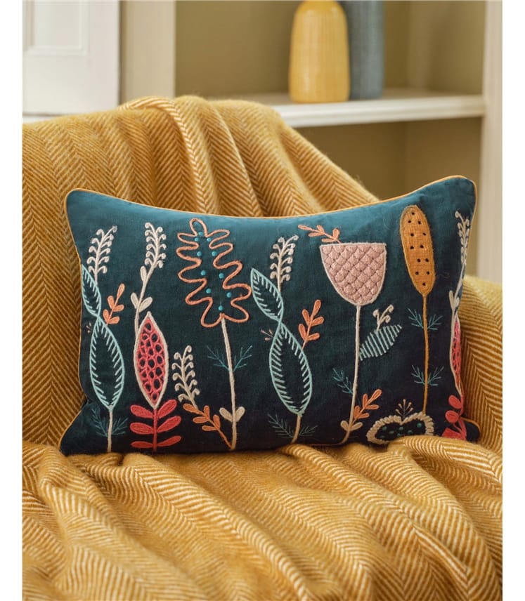 Floral Embroidered Cushion