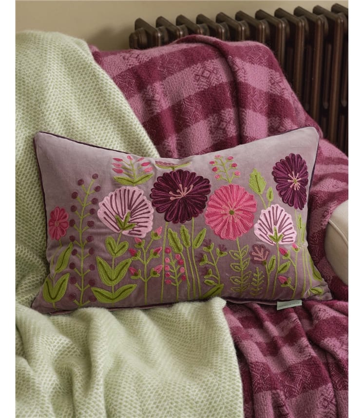 Floral Embroidered Cushion