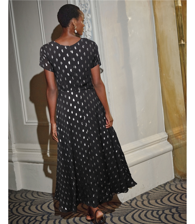 Metallic Spot Fit And Flare Dress | Pure Collection Metallic Spot Fit And Flare Dress | Pure Collection