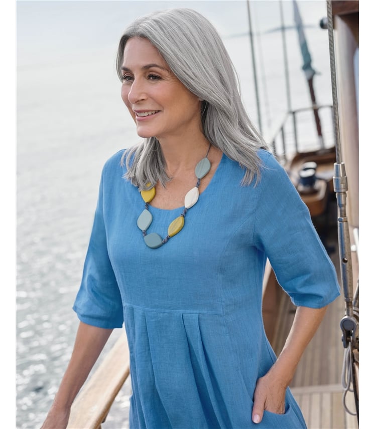 Tunikakleid aus Leinen mit Taschen